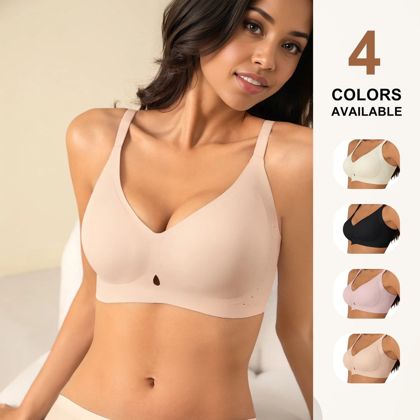 Women'S Wireless Bras No Underwire - Seamless Full Coverage Push up Bralette, Comfortable Everyday T-Shirt Bra with Light Padding,Pink,L