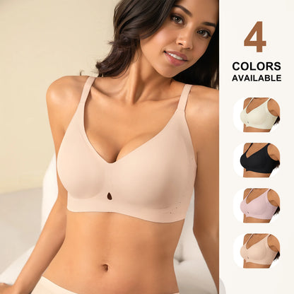 Women'S Wireless Bras No Underwire - Seamless Full Coverage Push up Bralette, Comfortable Everyday T-Shirt Bra with Light Padding,Pink,L