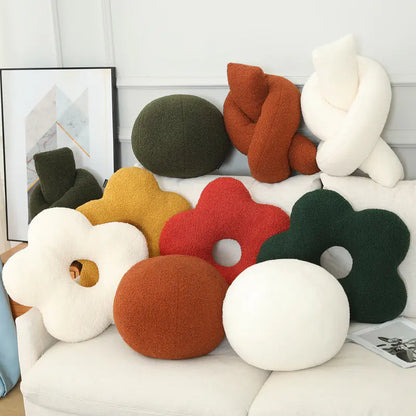 Round Plush 3D Shaped Pillow for Lumbar Support