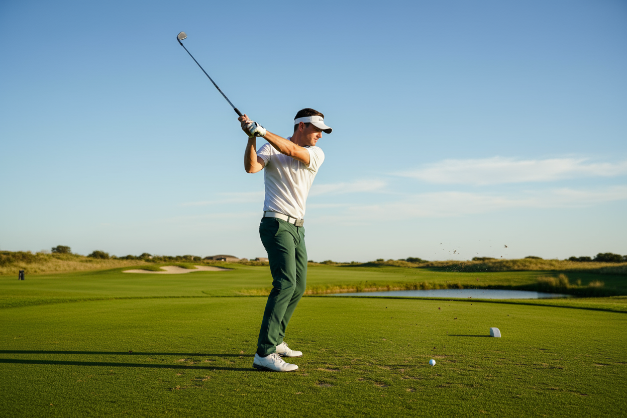 a photo of a golfer