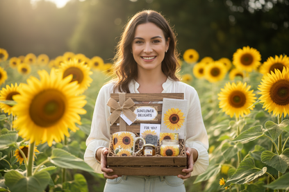 a woman holding Sunflower Gift Set 
