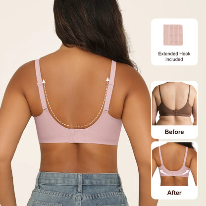 Women'S Wireless Bras No Underwire - Seamless Full Coverage Push up Bralette, Comfortable Everyday T-Shirt Bra with Light Padding,Pink,L