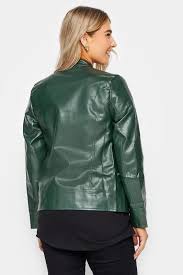 Oversized Dark Green Faux Leather Jacket
