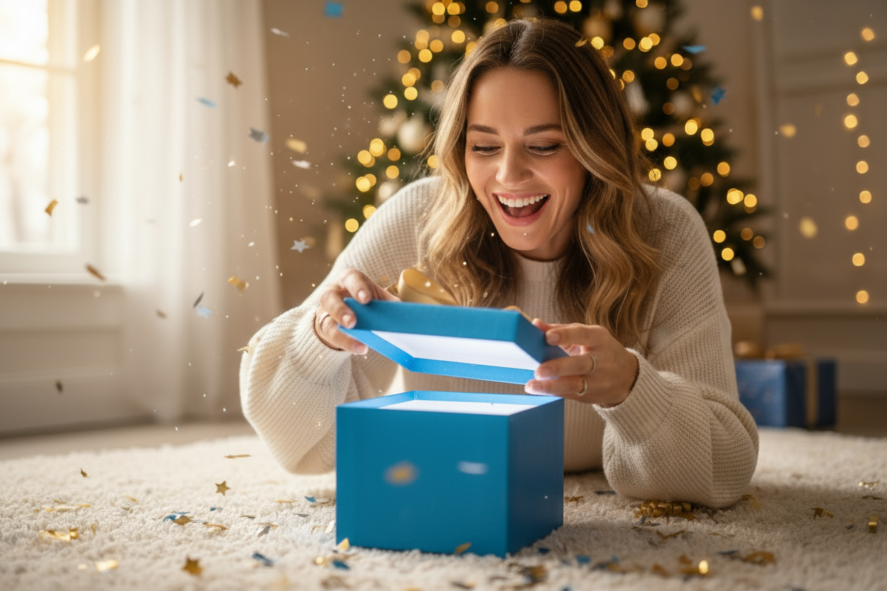 make the gift box solid bright blue