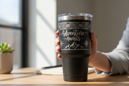 someone holding a 30oz personalized tumbler